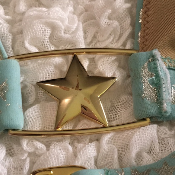 Mint Blue and Silver Stars Bikini Top - Picture 7 of 9